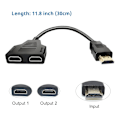 Pikkukuva 3 / 6: HDMI-jakaja, sovitin, kaapeli, HDMI 1 sisään 2 ulos