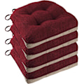 Miniatyrbilde 1 av 5: Sklisikre stolputer for spisestoler Sett med 4, 46*43*9cm sittepute med ba wine red