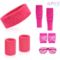 Pikkukuva 2 / 8: 80-luvun neonväriset juhla-asusteet, 1980-luvun retro teemajuhlien koristelu asu naisille tytöille lasien kanssa - Ruusunpunainen With glasses - Rose Red One size