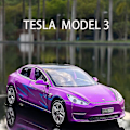 Pikkukuva 2 / 5: 1:32 Tesla Model X Model 3 Model S Model Y Legering Bilmodell Diecasts Leksaksbil Ljud Och Lätt Barnleksaker För Barn Presenter Pojkleksak Model 3 Red