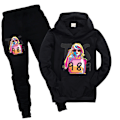 Miniatyrbild 1 av 3: Taylor Swift Pullover Hoodie Topp & Byxor Set för Barn Flickor - Sweatshirt Träningskläder Kläder Svart Black 140cm