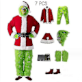 Miniatyrbild 1 av 4: 7-delad Grinch-kostym för julcosplay, vuxen Santa-kostymset + mask A-Perfet Mask only Mask only M