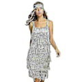Pikkukuva 1 / 2: Upea Gatsby-mekko 1920-luvun juhliin, vintage-tyyliset hapsut, naisten mekko, harmaa harmaa Grey M