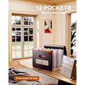 Miniatyrbillede 2 af 5: Sort 24-lommers A4-mappe i executive-stil, filorganisator, stretchorganza med elastisk lukning