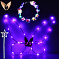 Miniatyrbild 1 av 7: Glittrande älvvingar för vuxna, LED-diadem för temafester Stjärnklar lila Stjärnlila Stjärnlila