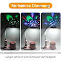 Miniatyrbilde 3 av 5: Skrivbordslampe for barn, nattlampe med pennholder, Himmel bordslampe med automatisk fargeendring, dimbar oppladbar LED-leselampe for barn