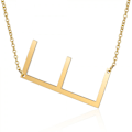 Miniatyrbild 1 av 3: Sidledes Block Initial Halsband med Bokstavshänge för Kvinnor --- E[ch]