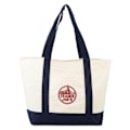 Miniatyrbild 1 av 5: Trader Joe's Återanvändbar Canvas Eco Tote Väska Shopping Kraftig Väska Blå Vit