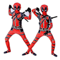 Miniatyrbild 2 av 4: Deadpool Kostym Superhjälte Cosplay Kostymer Superhjälte Barn Bodysuit 3D Stil Halloween Cosplay Kostymer Svärdväska[ch] 130cm