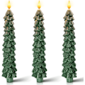 Miniatyrbilde 1 av 5: 3 stk. Flammeløse koniske lys med 6-timers timer, 24,6 cm juletrelysestaker, batteridrevne vinduslys i ekte voks med flammer