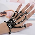 Miniatyrbillede 6 af 6: Skeleton Punk Hånd Knogle Skelet Armbånd med Ringe Kraniet Fingre Armbånd Ghost Hånd Kæde til Mænd og Kvinder Halloween