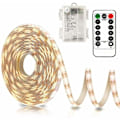 Miniatyrbilde 1 av 5: 3 m batteridrevne LED-lys med fjernkontroll, 90 LED-lamper, vanntett, 8 moduser, dimbar, timer, selvklebende, klippbar (varmhvit)
