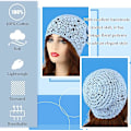 Miniatyrbillede 3 af 5: 4 stk. slouchy beanie hæklet hat efterår håndlavet strikket blomstret skull cap bomuld udskåret sommerhatte til kvinder let strikket (JS)
