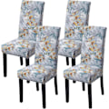 Pikkukuva 1 / 5: 4 kpl Joustavat ruokapöydän tuolinpäälliset lehtikuviolla, irrotettavat pestävät päälliset Leaf Pattern1 4