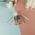 Miniatyrbillede 5 af 5: 100 beige smykkeposer med snøre i organza, mini poser til slik, små gaver, smykker og øreringe (JS)