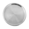 Miniatyrbillede 5 af 5: Rustfri Stål Rund Dobbeltlags Serveringsbakke Bøfplade Rustfri Multifunktionel Bøfplade til Salat Frugt Snack Robust 26cm Silvery