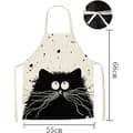 Miniatyrbillede 2 af 5: Forklæde med sort kat, unisex køkkenforklæde, tegnet grillforklæde
