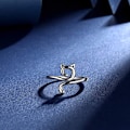 Miniatyrbilde 4 av 5: Søt katt justerbar ring S925 katt søt mjau stjerne sølvring åpen glitrende Lovely C