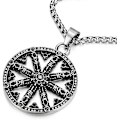 Miniatyrbillede 1 af 4: Mænds Stor Stål Dharma Chakra Vedhæng - Halskæde Med Dharma Hjul Symbol Og 30-tommer Kæde