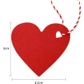 Miniatyrbild 2 av 5: 100 stycken hjärtröda kraftpappersetiketter Hjärtformade - presentetiketter för hjärtan - med 10 meter rött och vitt hamparep (rött)