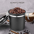 Miniatyrbillede 2 af 5: 1,5l Kaffebønnebeholder i rustfrit stål Opbevaringsboks til kaffe te kakao korn pasta havregryn Bonus (sort)