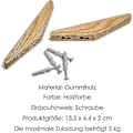 Miniatyrbillede 4 af 4: 6 stykker vintage trækroge trækroge 5 kg belastningskapacitet, vægkroge Badekåbekroge Hattekroge Frakkekroge Multifunktionskroge Nøglekroge Kb