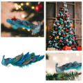 Miniatyrbillede 2 af 4: 12 tommer Påfugl Julepynt Glitter Fugleklips Julepynt Påfugl Turkis Påfugl Jul-3