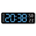 Large Digital Wall Clock, Extra Large LED Display, Automatic Daylight Saving Time, Date, Indoor Temperature, 24-Hour Electronic Wall Clock