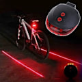 Miniatyrbillede 1 af 5: 2 Laser + 5-LED Cykel Baglygte Advarselslampe Blinkende Alarmlys