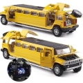 Miniatyrbillede 3 af 5: Høj Simulation 1:32 Alloy Hummer Limousine Metal Diecast Bilmodel Træk Tilbage Blinkende Musikalsk Børnelegetøj Køretøjer Black