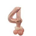 Stor Stående Sifferballong Set | Roséguld Metallic Nummer 4 110cm—pa
