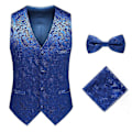 Pikkukuva 1 / 3: Sliktta Miesten 3-osainen Paisley-liivipuku, rusetti ja taskuliina Blue XL