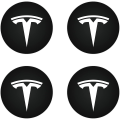 Miniatyrbillede 1 af 3: Centerkapsel (4 stk.) til Tesla Model Y Model 3 Modifikation Navkapsel (hvid/mat sort)
