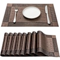 Pikkukuva 1 / 7: Alusmattosetti 8 kpl PVC-pöytäalustat pestävät lämmönkestävät liukumattomat lämmöneristys keittiölle ja ruokailutilaan 45CM x 30CM ruskea brown
