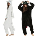 Pikkukuva 1 / 2: Hampaaton lohikäärme valkoinen musta Onesie aikuisten unisex -flanellipyjaama-anime cosplay Train Your Night Fury yöpuvut V White 115  120*130cm