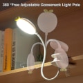Miniatyrbilde 3 av 5: Skrivebordslampe med klemme for barn, sengelampe med batteri og klemme med 3 lysstyrkenivåer, USB-oppladbar leselampe, øyebeskyttende LED-bordlampe for jenter, barn og gutter T