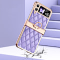 Pikkukuva 5 / 5: Kiiltävä timanttikuvioinen kotelo Samsung Galaxy Z Flip 4:lle, PU-nahkainen kotelo saranasuojalla ja renkaalla Purple For Galaxy Z Flip 4