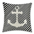 Miniatyrbild 2 av 5: Färgglada Ocean Series Segelbåt Ankare Design Kuddar Linne Bomulls Case Mjukt sängkläder Cover för soffa 45 X 45 Cm5st-blå (exklusive pillo
