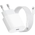 Hurtiglader 20W for iPhone 14 13 12 11 Pro Max Plus SE Mini Xr X XS USB C 2m Hurtigladekabel Strømadapter