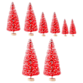 Miniatyrbild 1 av 5: 8 st Skrivbordsminiatyrer Tall Mini Konstgjord Julgran för Julfest Red