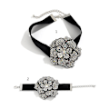 Miniatyrbillede 3 af 5: Romantisk Flocking Stof Blomsterarmbånd Justerbar Choker Overdrevet Smykke