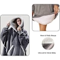 Miniatyrbillede 4 af 5: Stor Hoodie tæppe Bærbar Lamme Velvet Lazy tæppe blå blue