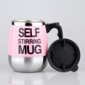 Miniatyrbillede 2 af 5: Selvrørende krus Automatisk selvblandende kop i rustfrit stål til kaffe/mælkekrus til kontor/køkken/rejser/hjem（pink）