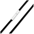 Miniatyrbillede 4 af 5: 2stk 2mm Bredde Skin Reb Halskæde Legering Kæde Halskæde Sort Sølv Farve Mand Længde 51cm
