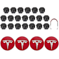Miniatyrbilde 1 av 5: Tesla 3 Y S X Hjulkapselsett Senterkopp Nav Mutterdeksel Rød Grå Med 4 Senterkopper 20 Mutterdeksler Red Silver Bright