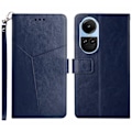 Miniatyrbillede 1 af 5: Telefon Stand Case til Oppo Reno10 5G/Reno10 Pro 5G, Wallet Y-formet Linje Præget Læder Cover