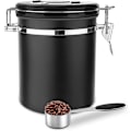 Miniatyrbillede 1 af 5: 1,5l Kaffebønnebeholder i rustfrit stål Opbevaringsboks til kaffe te kakao korn pasta havregryn Bonus (sort)