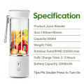 Miniatyrbillede 3 af 5: 500ml bærbar juicer, elektrisk frugtjuicer glas smoothie maker usb genopladelig blendere mixer til hjem rejse