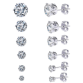 Pikkukuva 1 / 4: 6 paria ruostumattomasta teräksestä set , hypoallergeeninen Cubic Zirkonia materiaali, erinomainen leikkaus, loistava palo ja kirkkaus