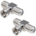 Miniatyrbilde 1 av 5: Koaksialkabelsplitter, TV-splitter 2 inn 1 ut 2-pakning F Type Rg6 Hann til 2 F Hunn 3-veis Kabelsplitter